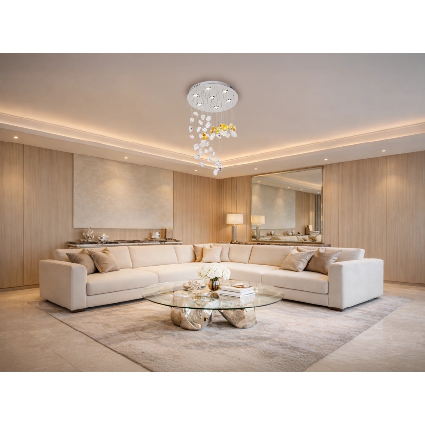 LED-kristalllaelamp AVARA LED/24W/230V Ø 40 cm läikiv kroom + kaugjuhtimispult