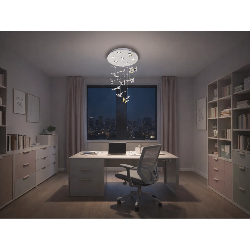 LED-kristalllaelamp MURU LED/24W/230V, Ø 40 cm, läikiv kroom + kaugjuhtimispult