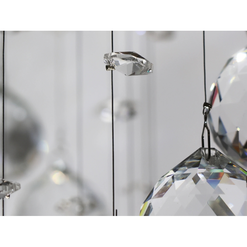LED-kristalllaelamp NAURU LED/24W/230V Ø 40 cm, läikiv kroom, kaugjuhtimispuldiga