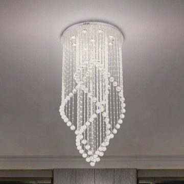 LED-kristallist laelamp NAURU LED/30W/230V, läbimõõt 60 cm, läikiv kroom + kaugjuhtimispult