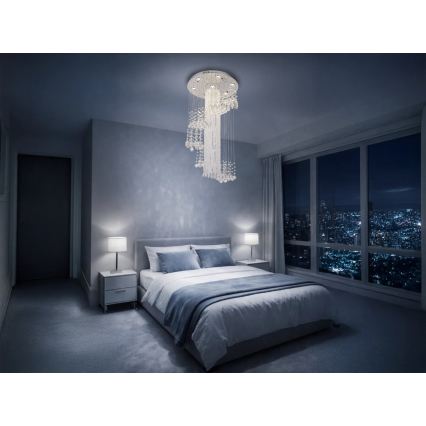 LED-kristalllaelamp NAURU LED/24W/230V läbimõõt 45 cm läikiv kroom + kaugjuhtimispult