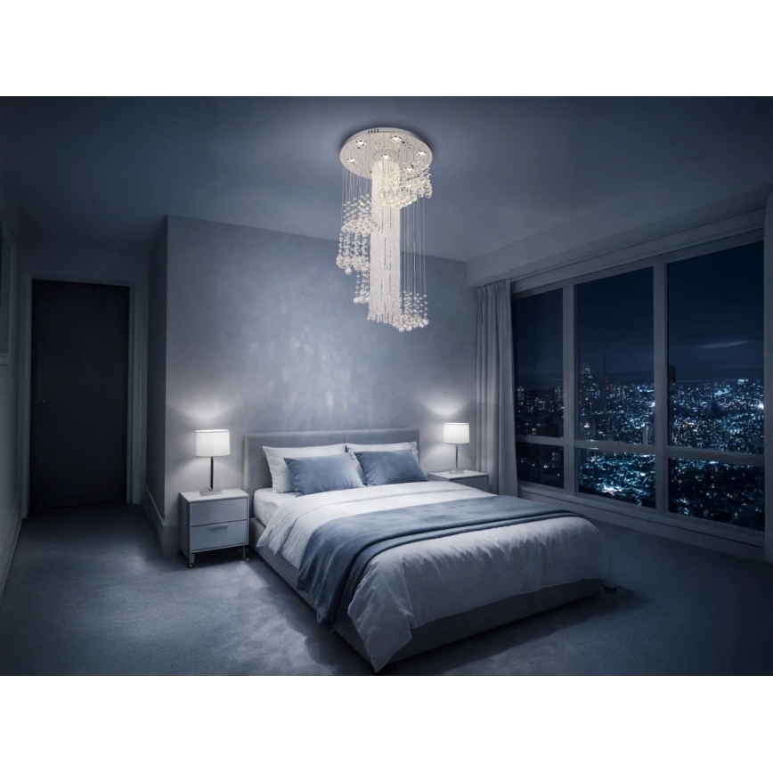 LED-kristalllaelamp NAURU LED/24W/230V läbimõõt 45 cm läikiv kroom + kaugjuhtimispult