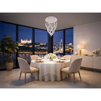 LED kristalllaelamp MAJURO LED/30W/230V Ø 45 cm läikiv kroom + kaugjuhtimispult