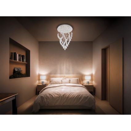 LED kristalllaelamp MAJURO LED/30W/230V Ø 45 cm läikiv kroom + kaugjuhtimispult