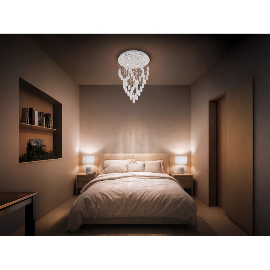 LED kristalllaelamp MAJURO LED/30W/230V Ø 45 cm läikiv kroom + kaugjuhtimispult