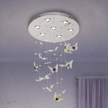 LED-kristalllaelamp MURU LED/24W/230V, Ø 40 cm, läikiv kroom + kaugjuhtimispult