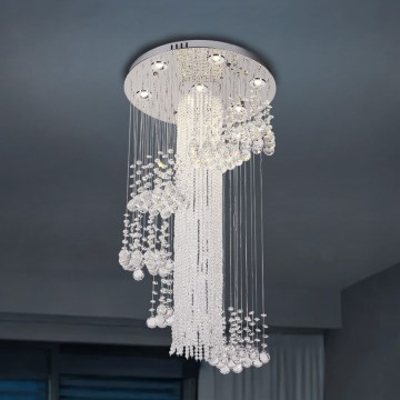 LED-kristalllaelamp NAURU LED/24W/230V läbimõõt 45 cm läikiv kroom + kaugjuhtimispult
