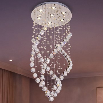 LED-kristalllaelamp NAURU LED/24W/230V Ø 40 cm, läikiv kroom, kaugjuhtimispuldiga