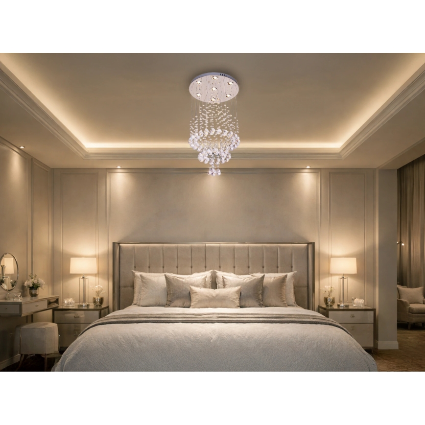 LED-kristallist laelamp NAURU LED/24W/230V Ø 40 cm läikiv kroom + kaugjuhtimispult