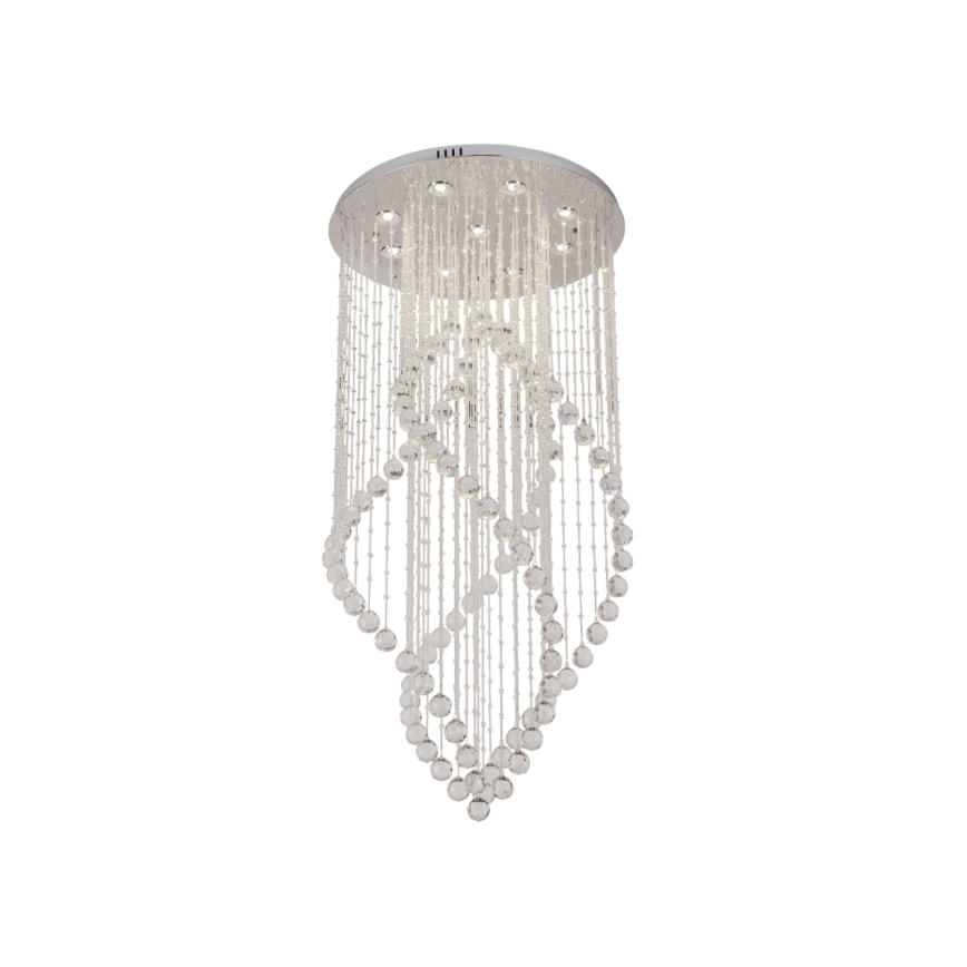 LED-kristallist laelamp NAURU LED/30W/230V, läbimõõt 60 cm, läikiv kroom + kaugjuhtimispult