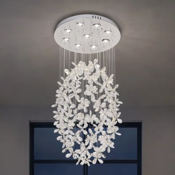 LED-kristalllaelamp SAMOA LED/30W/230V Ø 40 cm, läikiv kroom + kaugjuhtimispult