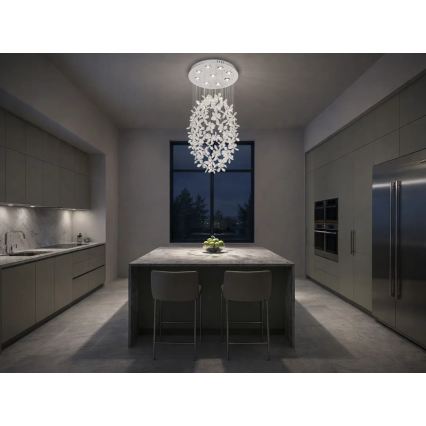 LED-kristalllaelamp SAMOA LED/30W/230V Ø 40 cm, läikiv kroom + kaugjuhtimispult