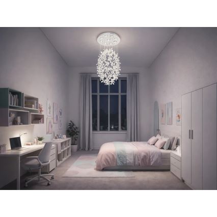 LED-kristalllaelamp SAMOA LED/30W/230V Ø 40 cm, läikiv kroom + kaugjuhtimispult