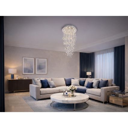LED-kristallidega laelamp SAMOA LED/30W/230V, Ø 40 cm, läikiv kroom + kaugjuhtimispult