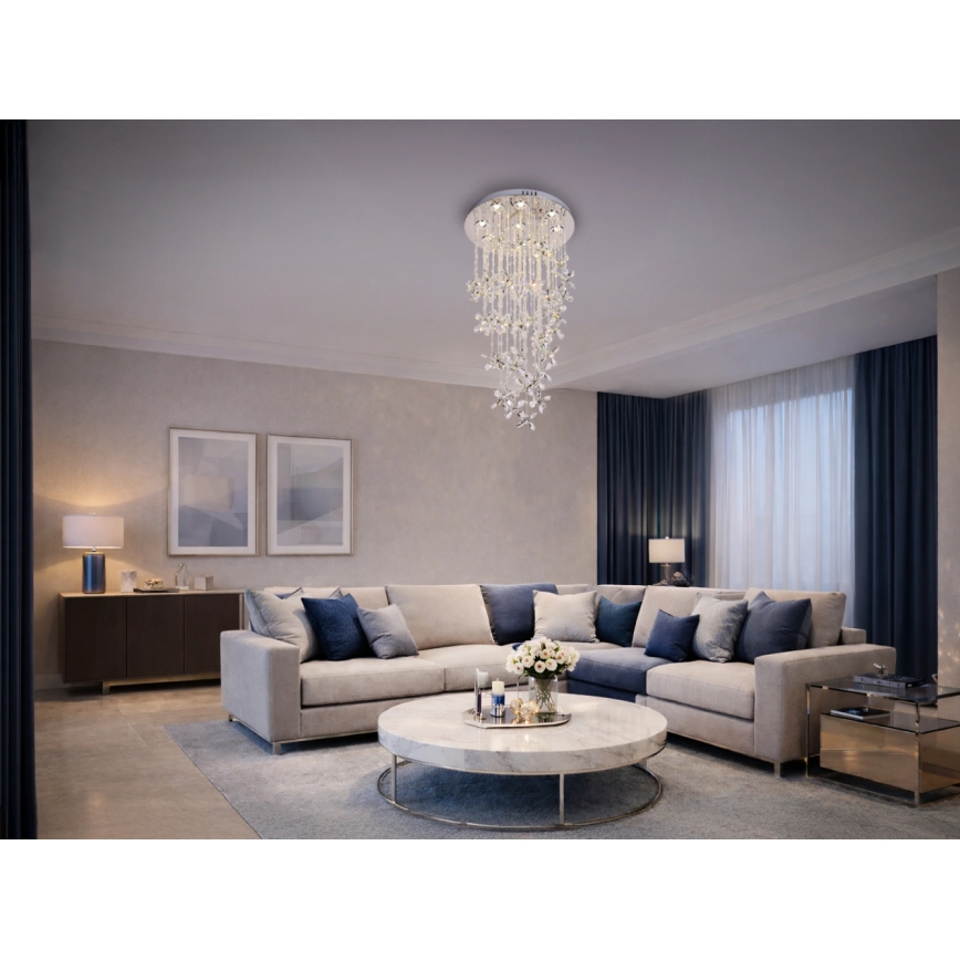 LED-kristallidega laelamp SAMOA LED/30W/230V, Ø 40 cm, läikiv kroom + kaugjuhtimispult