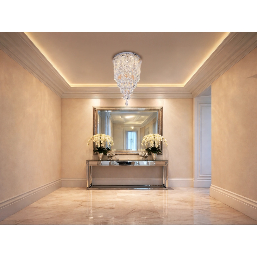 LED-kristalllaelamp MAJURO LED/30W/230V läbimõõt 40 cm läikiv kroom + kaugjuhtimispult