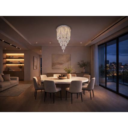 LED-kristalllaelamp MAJURO LED/30W/230V läbimõõt 40 cm läikiv kroom + kaugjuhtimispult