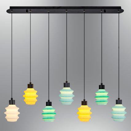 LED-kroonlühter nööril CACTUS 7xLED/2,8W/230V 3000K roheline/kollane/valge