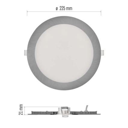 LED lae sisse paigaldatav valgusti NEXXO LED/18W/230V 3000/3500/4000K hõbedane läbimõõt 22,5 cm