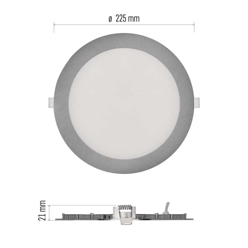 LED lae sisse paigaldatav valgusti NEXXO LED/18W/230V 3000/3500/4000K hõbedane läbimõõt 22,5 cm