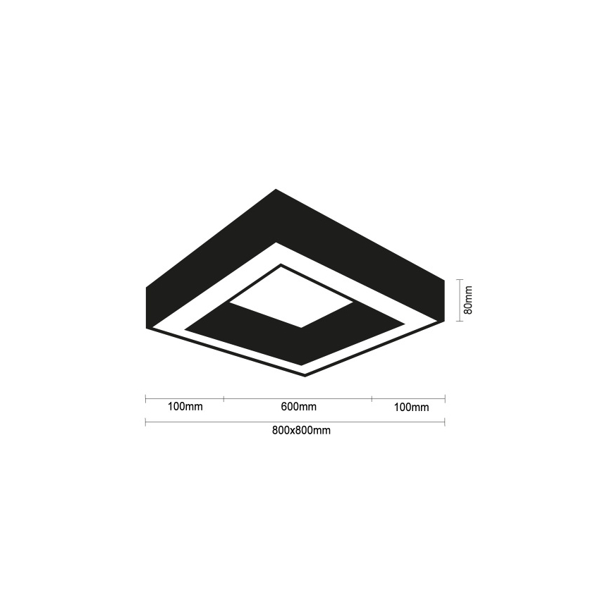 LED laelamp, 100 W, 230 V, 3000/4000/6500 K, 80x80 cm, must