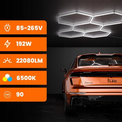 LED laevalgusti HEXAGON LED/240W/85-265V 6500K 298x209 cm CRI 90 IP44 valge