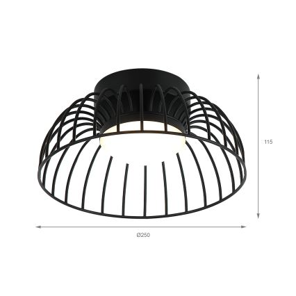 LED laelamp BETSY LED/12W/230V, läbimõõt 25 cm, must