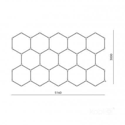 LED laelamp HEXLINE LED/513W/230V 6500K 300x516 cm valge