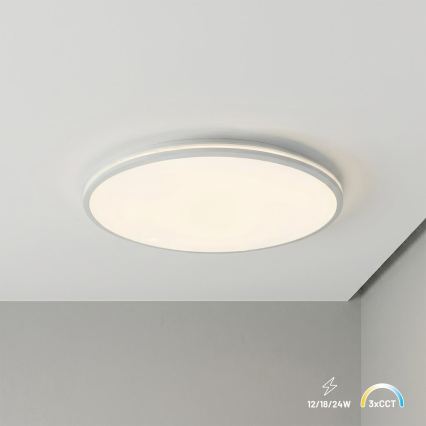 LED laelamp HUGO 12/18/24W, 230V, 3000/4000/6500K, läbimõõt 30 cm, IP54, valge