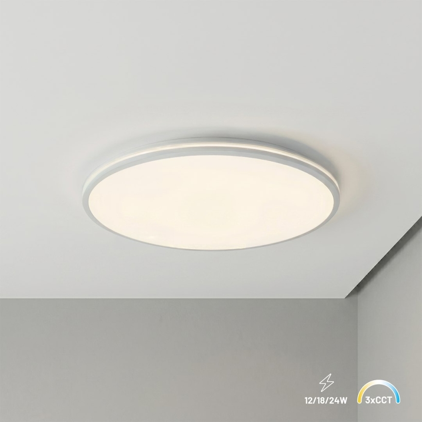 LED laelamp HUGO 12/18/24W, 230V, 3000/4000/6500K, läbimõõt 30 cm, IP54, valge