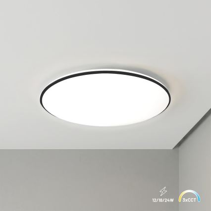 LED laevalgusti HUGO LED/12/18/24W/230V 3000/4000/6500K läbimõõt 30 cm IP54 must