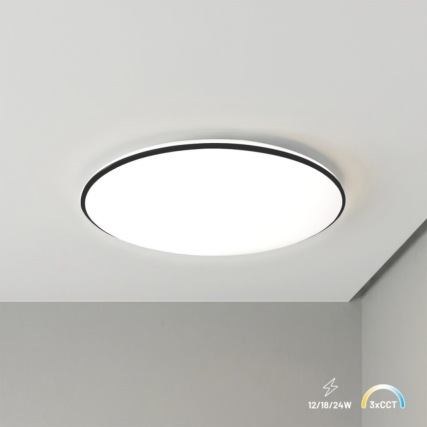 LED laevalgusti HUGO LED/12/18/24W/230V 3000/4000/6500K läbimõõt 30 cm IP54 must