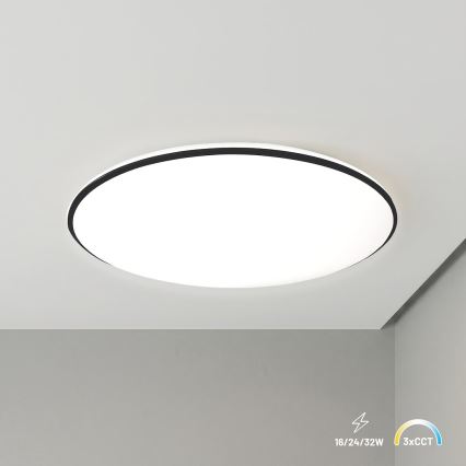 LED laevalgusti HUGO LED/16/24/32W/230V 3000/4000/6500K läbimõõt 37 cm IP54 must