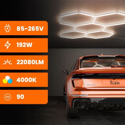 LED laelamp HEXAGON LED/240W/85-265V 4000K 298x209 cm CRI 90 IP44 valge