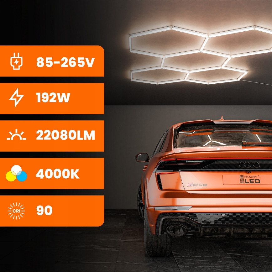 LED laelamp HEXAGON LED/240W/85-265V 4000K 298x209 cm CRI 90 IP44 valge