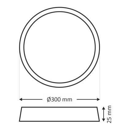 LED laelamp LED/24W/230V 3000/4000/6500K läbimõõt 30 cm must
