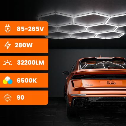 LED laevalgusti HEXAGON LED/350W/85-265V 6500K 313x298 cm CRI 90 IP44 valge