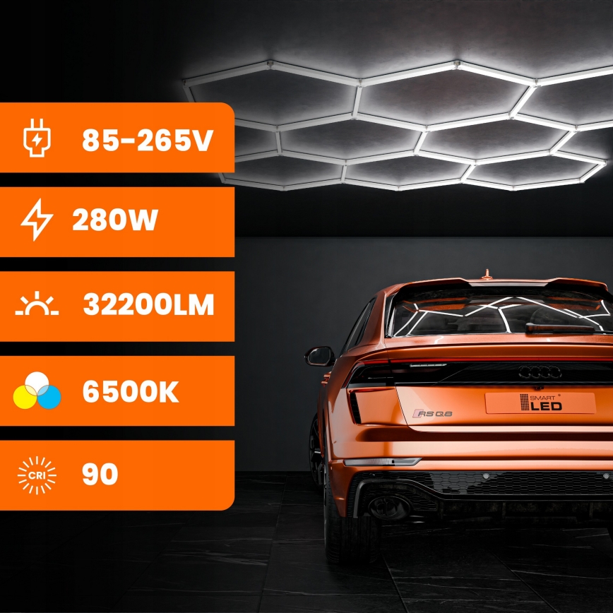 LED laevalgusti HEXAGON LED/350W/85-265V 6500K 313x298 cm CRI 90 IP44 valge