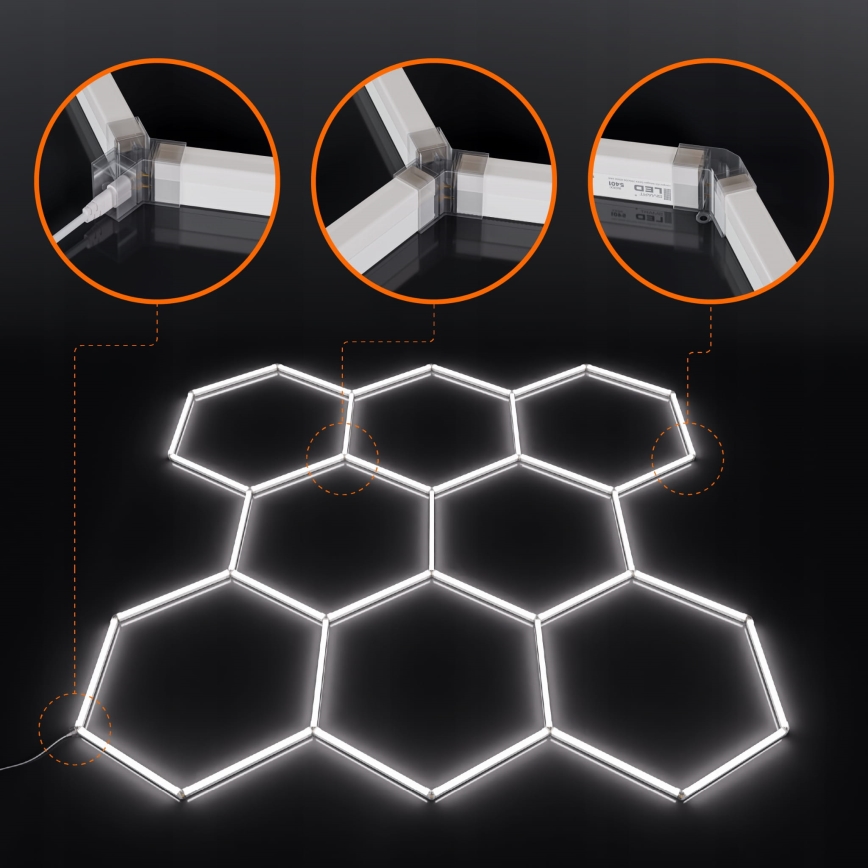 LED laevalgusti HEXAGON LED/350W/85-265V 6500K 313x298 cm CRI 90 IP44 valge