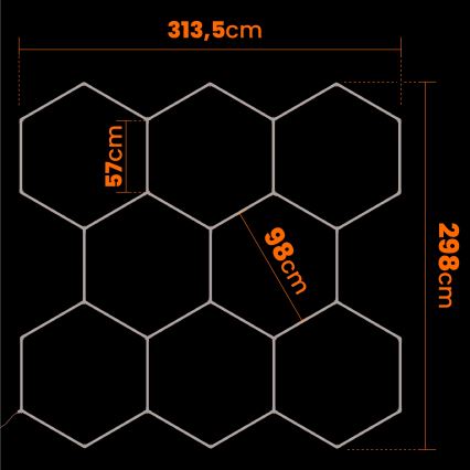LED laevalgusti HEXAGON LED/350W/85-265V 6500K 313x298 cm CRI 90 IP44 valge