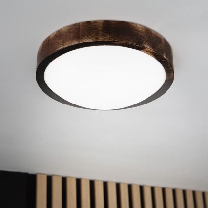 LED laelamp OAK SLIM LED/20W/230V 4000K Ø 27 cm tamm/tumepruun