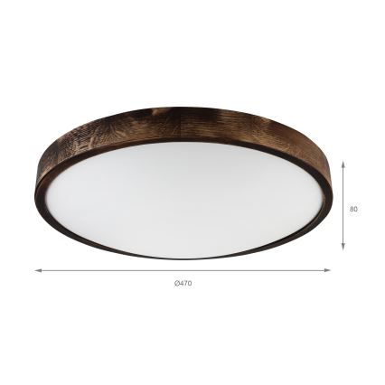 LED laelamp OAK SLIM LED/36W/230V 4000K Ø 47 cm tamm/tumepruun