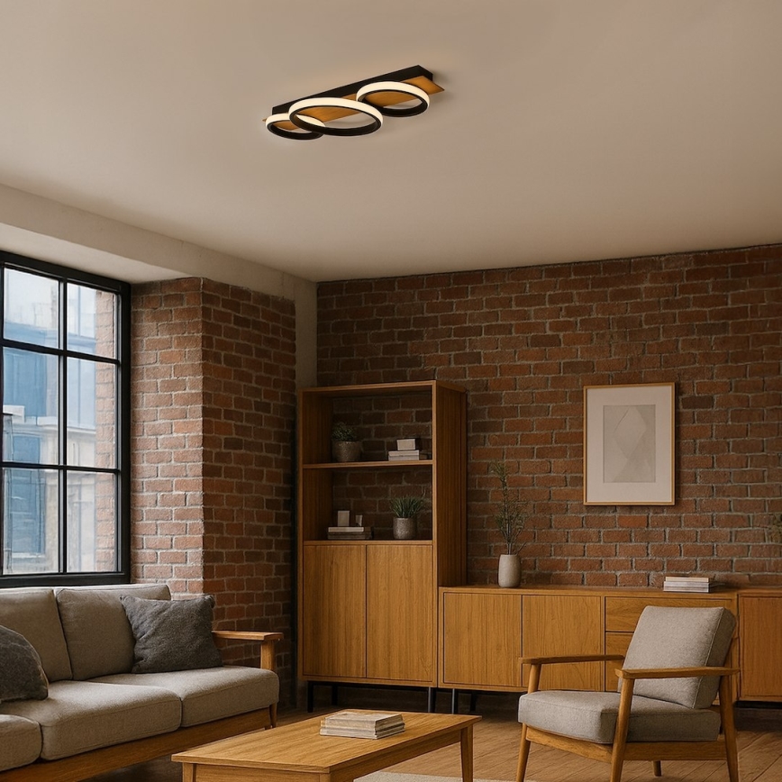 LED laelamp ROWENA LED/18W/230V must/pruun