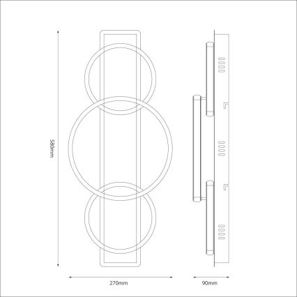 LED laelamp ROWENA LED/18W/230V must/pruun