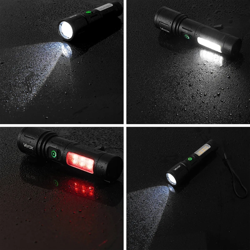 LED reguleeritav laetav taskulamp punase valgusega LED/5W/5V IPX4 260 lm 2000 mAh