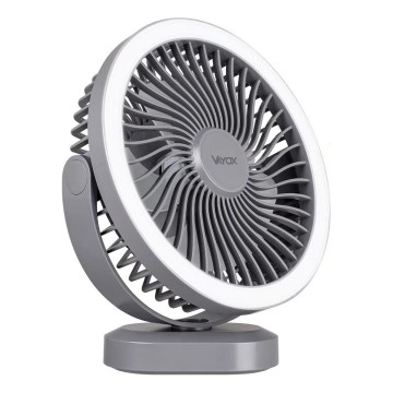 LED Laetav laualaudventilaator LED-valgustusega LED/3W/5V USB 2400 mAh hall