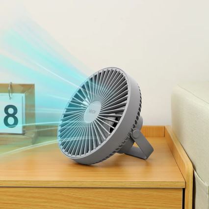 LED Laetav laud ventilaator koos LED valgustusega LED/2W/5V USB 2400 mAh hall