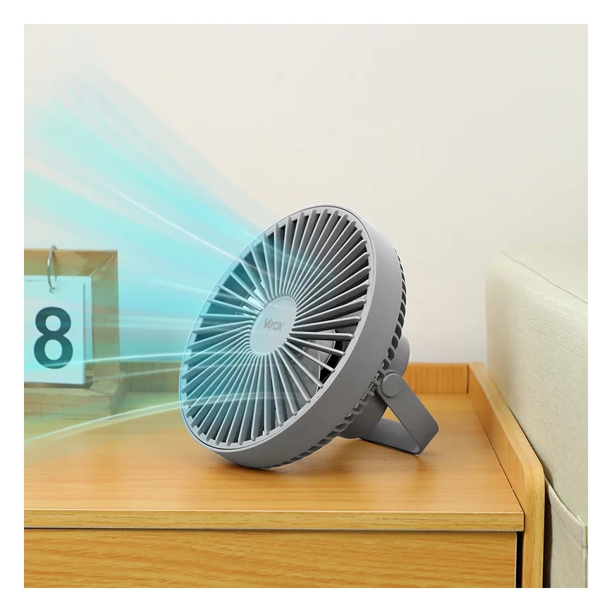 LED Laetav laud ventilaator koos LED valgustusega LED/2W/5V USB 2400 mAh hall