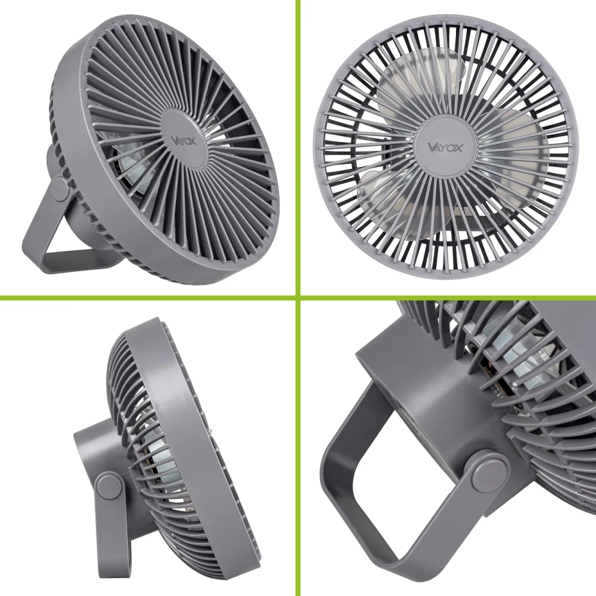 LED Laetav laud ventilaator koos LED valgustusega LED/2W/5V USB 2400 mAh hall