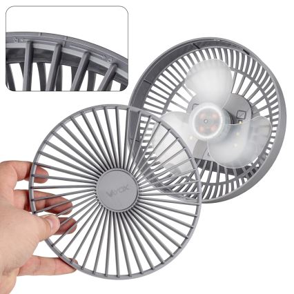 LED Laetav laud ventilaator koos LED valgustusega LED/2W/5V USB 2400 mAh hall